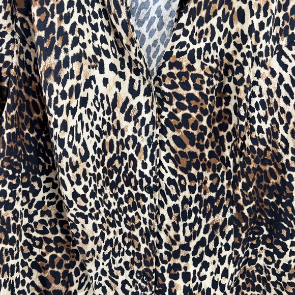 Lane Bryant button up leopard print top 28 cotton plus casual office work - Picture 5 of 8